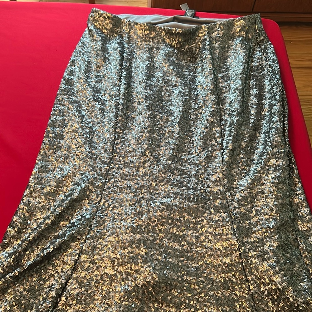 Maxi skirt stretchy fully sequined mermaid seamed flare